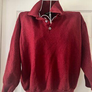 Vintage Fiesole Made in Italy Women short Sweater Fine Wool collar XL Burgundy